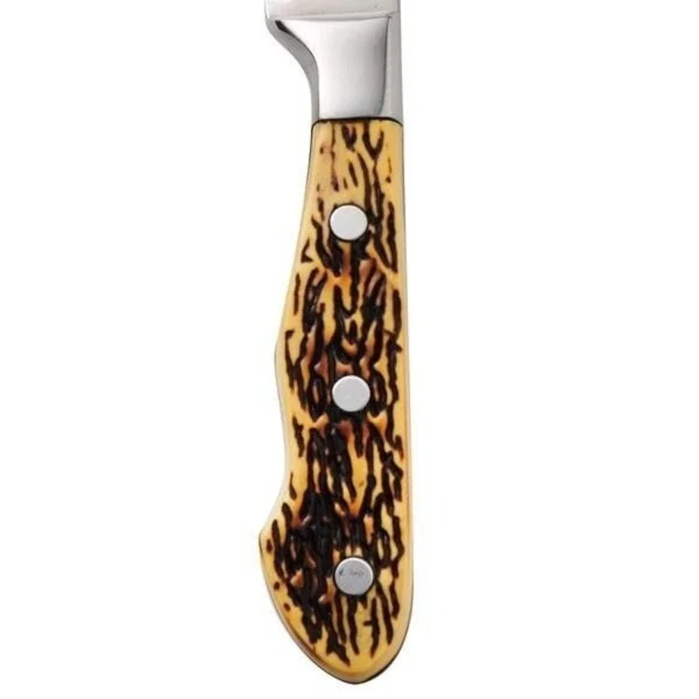 WALDO Steak Knife Serrated Blade Bone‎ Handle Silver Metal